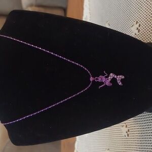 Purple Mermaid Rhinestone Pendant Kids Necklace